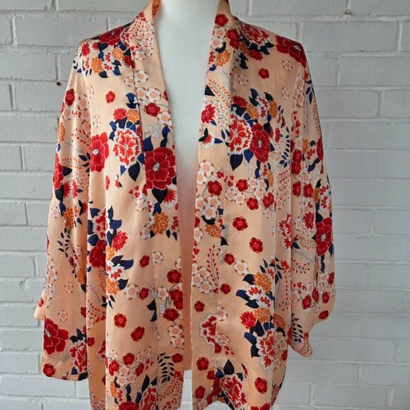 Violet & Claire Floral Kimono Style Jacket/Shirt- Large- Floral Dressing Coat - Picture 13 of 13
